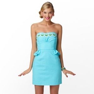 Lilly Pulitzer strapless Maybell peplum dress, size 14